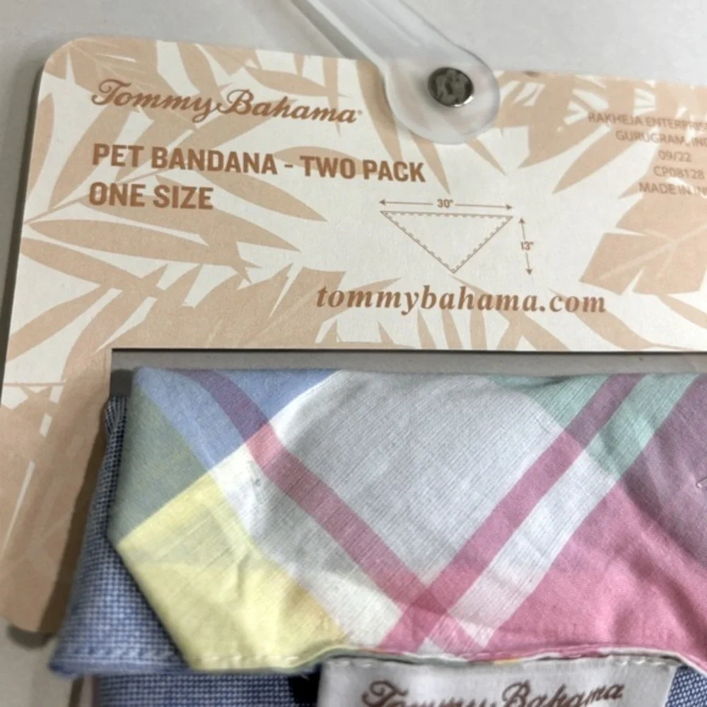 Tommy Bahama Plaid Pet Bandana Set of 2 NWT